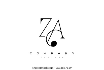 ZA Typography Logo Design. Stylish monogram design depiction featuring the letters Z and A combined in an artistic signature style, delivering a unique and creative visual representation.
