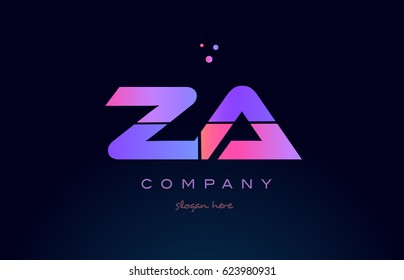 za z a creative color blue background pink purple blue magenta alphabet letter company logo vector icon design