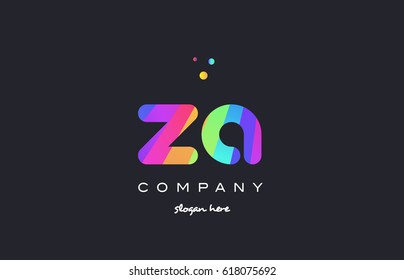 za z a  creative rainbow green orange blue purple magenta pink artistic alphabet company letter logo design vector icon template