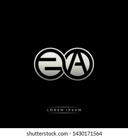 ZA Z A initial letter linked circle capital monogram logo modern template silver color edition