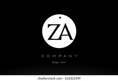 ZA Z A simple black white circle background alphabet company logo design vector icon template