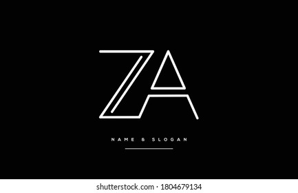 ZA, AZ, Z A, Monogramm für abstrakte Buchstaben des Logos