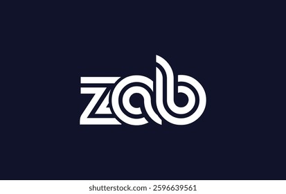 ZAB Creative Unique Modern Letter Logo Design. Stylized logo featuring a unique letter design, presenting abstract minimalist aesthetics and modern appeal.
