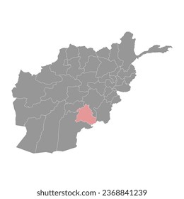 Zabul province map, administrative division of Afghanistan.