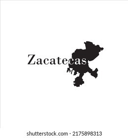 Zacatecas map and black lettering design on white background