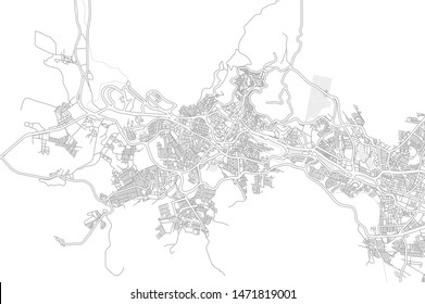 Zacatecas, Zacatecas, Mexico, bright outlined vector map with bigger and minor roads and steets created for infographic backgrounds.