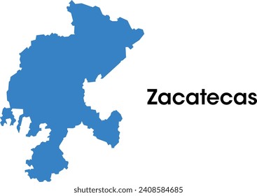 Zacatecas state map in Mexico