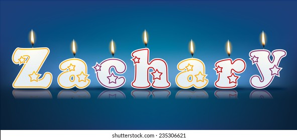 ZACHARY written with burning candles - vector illustration svg