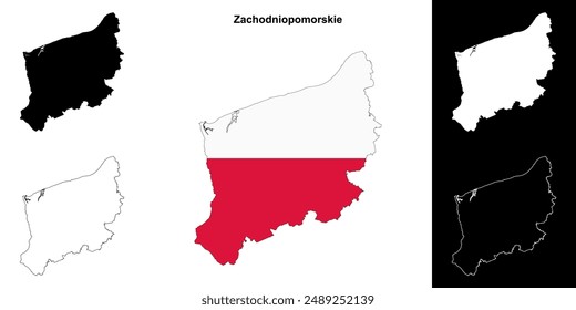 Zachodniopomorskie province outline map set