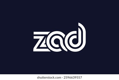 ZAD Creative Unique Modern Letter Logo Design. Stylized logo featuring a unique letter design, presenting abstract minimalist aesthetics and modern appeal.