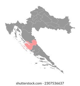 Zadar county map, subdivisions of Croatia. Vector illustration.