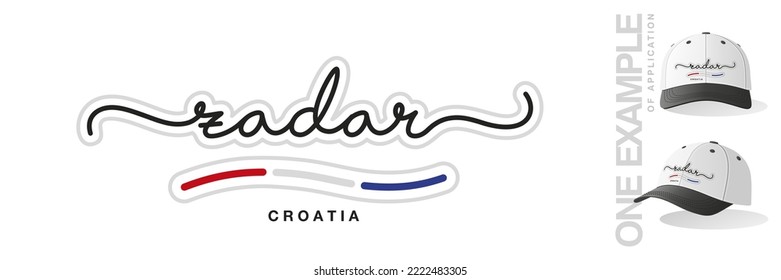 Zadar Croatia, abstract Croatia flag ribbon, new modern handwritten typography calligraphic logo icon with example of aplication