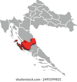 ZADAR map county of CROATIA 3d isometric map