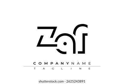 ZAF abstract letter design. Modern Business Logo Design With Abstract Typography and Contemporary Style