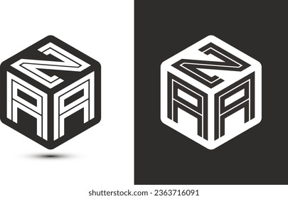 ZAF letter logo design with illustrator cube logo, vector logo modern alphabet font overlap style. Premium Business logo icon. White color on black background
