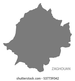 Zaghouan Tunisia Map in grey