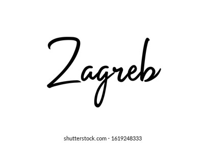 Zagreb capital word city typography hand written text modern calligraphy lettering. Can be used for a sticker, logo or branding 