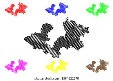 Zagreb County (Counties of Croatia, Republic of Croatia) map vector illustration, scribble sketch Zagreb map
