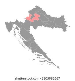 Zagreb county map, subdivisions of Croatia. Vector illustration.