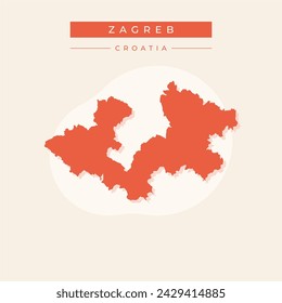 Zagreb county map, subdivisions of Croatia. Vector illustration.