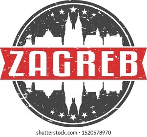 Zagreb Croatia Round Travel Stamp. Icon Skyline City Design. Seal Tourism Badge Illustration Vector.