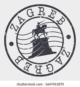 Zagreb Croatia Stamp Postal. Silhouette Seal. Passport Round Design. Vector Icon. Design Retro Travel. National Symbol.