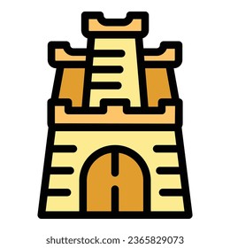 Zagreb fortress icon outline vector. Croatia map. City skyline color flat