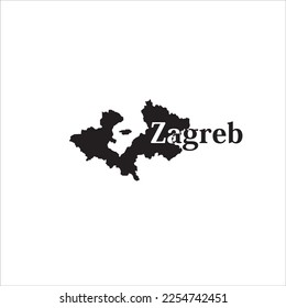 Zagreb-Karte und schwarzes Buchstabendesign auf weißem Hintergrund