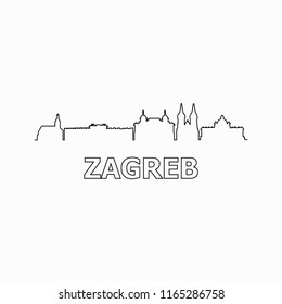 Zagreb skyline and landmarks silhouette black vector icon. Zagreb panorama. Croatia