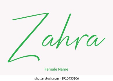 Zahra Female name - in Stylish Lettering Cursive Typography Text
