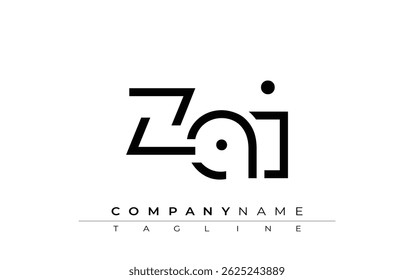 Diseño de carta abstracta ZAI. Diseño moderno del logotipo del negocio con tipografía Abstractas y estilo contemporáneo