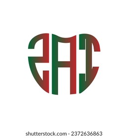 ZAI letter logo creative design. ZAI unique design.
