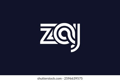 ZAJ Creative Unique Modern Letter Logo Design. Stylized logo featuring a unique letter design, presenting abstract minimalist aesthetics and modern appeal.