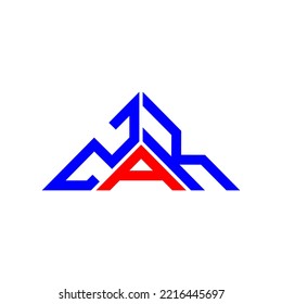 ZAK letter logo creative design with vector graphic, ZAK simple and modern logo in triangle shape.
