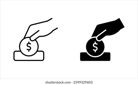 Zakat icon set. Helping hands and donate, Muslim donation in fasting month, vector illustration on white background