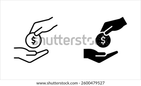 Zakat icon set. Helping hands and donate, Muslim donation in fasting month, vector illustration on white background