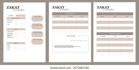 Zakat Log, Planner and
 Tracker for Muslims, A4 Printable Template for KDP