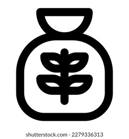 Zakat in outline icon. Charity bag, rice, sack, moslem, islamic, mubarak, donation