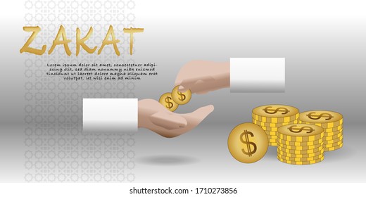 Zakat vector. Islamic content vector. Zakat is the sharing of wealth from the rich for the less fortunate