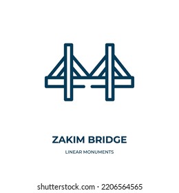 Zakim Bridge Icon. Linear Vector Illustration From Linear Monuments Collection. Outline Zakim Bridge Icon Vector. Thin Line Symbol For Use On Web And Mobile Apps, Logo, Print Media.