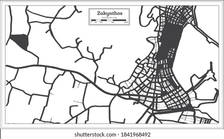 Zakynthos Greece City Map in Black and White Color in Retro Style. Outline Map. Vector Illustration.