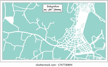 Zakynthos Greece City Map in Retro Style. Outline Map. Vector Illustration.