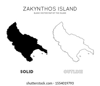 Zakynthos Island map. Borders of Zakynthos Island for your infographic. Vector illustration.