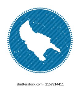 Zakynthos Island striped retro travel sticker. Badge with map, vector illustration. Can be used as insignia, logotype, label, sticker or badge of the Zakynthos Island.