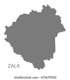 Zala Hungary Map in grey