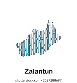 Zalantun Karte Tech-Vektor der Stadt, Logo-Design-Vorlage, Symbol, Vektor, Symbol, kreativ, Idee.