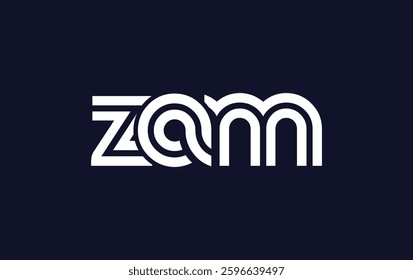 ZAM Creative Unique Modern Letter Logo Design. Stylized logo featuring a unique letter design, presenting abstract minimalist aesthetics and modern appeal.