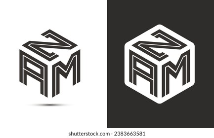 ZAM letter logo design with illustrator cube logo, vector logo modern alphabet font overlap style. Premium Business logo icon. White color on black background