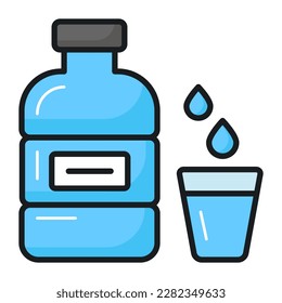 Zam zam water gallon with glass vector design, editable style