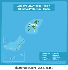 Zamami City Village Region Okinawa Prefecture Map, Japan